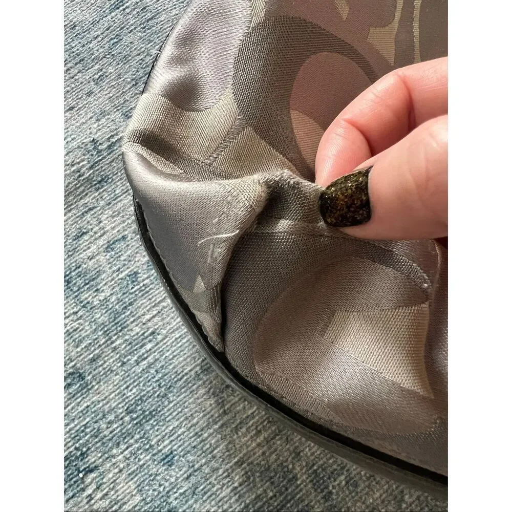 Coach Silver Gray Penelope Optic Jacquard C Monogram Hobo Shoulder Bag F17476